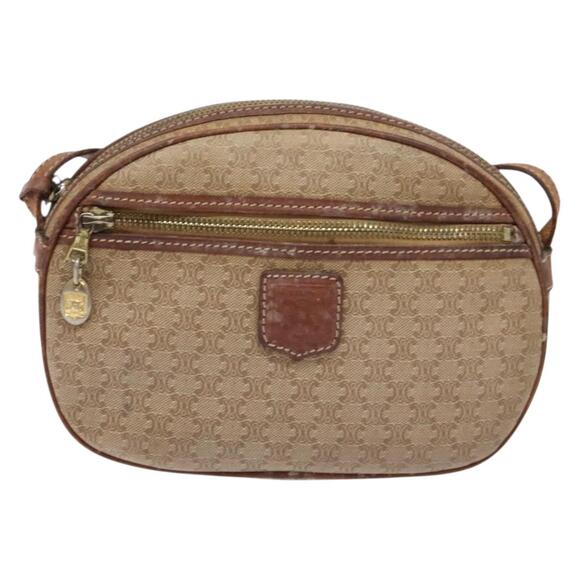 CELINE Macadam Canvas Shoulder Bag Pvc Beige Gold - Picture 2 of 13